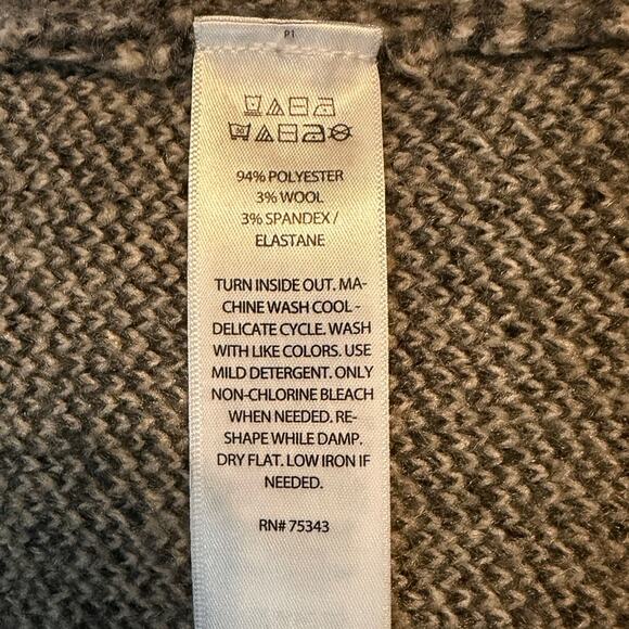 Sincerely Jules Women’s Chevron Black/Gray Soft Open Front Sweater Pockets SZ L - Picture 8 of 8